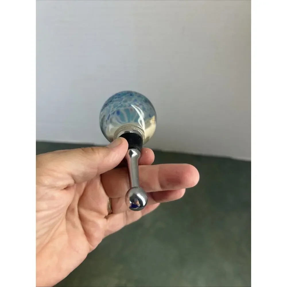 Pier 1 Imports Wine Bottle Stopper Sand Shell Art Glass Blue Orb SKU 2764602